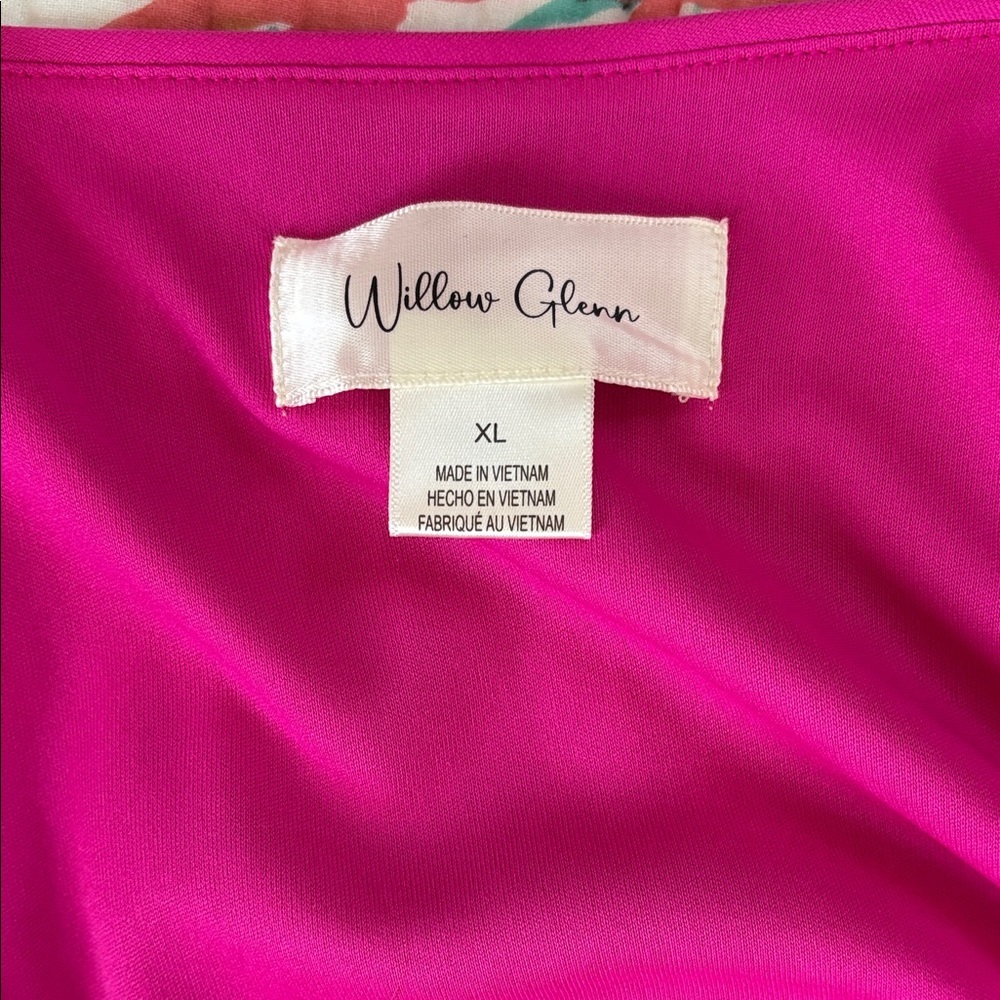 Fushia Sequin Wrap Blouse with Self-Tie Waist - Picture 2 of 4